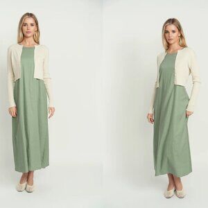 Point Linen Crew Neck MAXI Dress - fits like a small